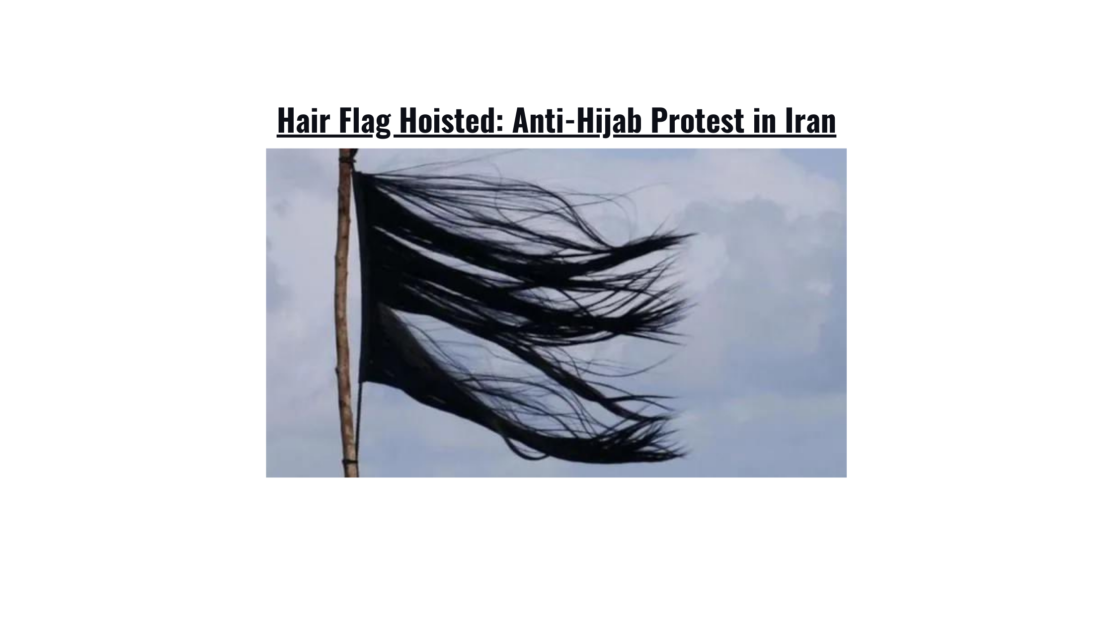 hair flag in anti-hijab protest in iran